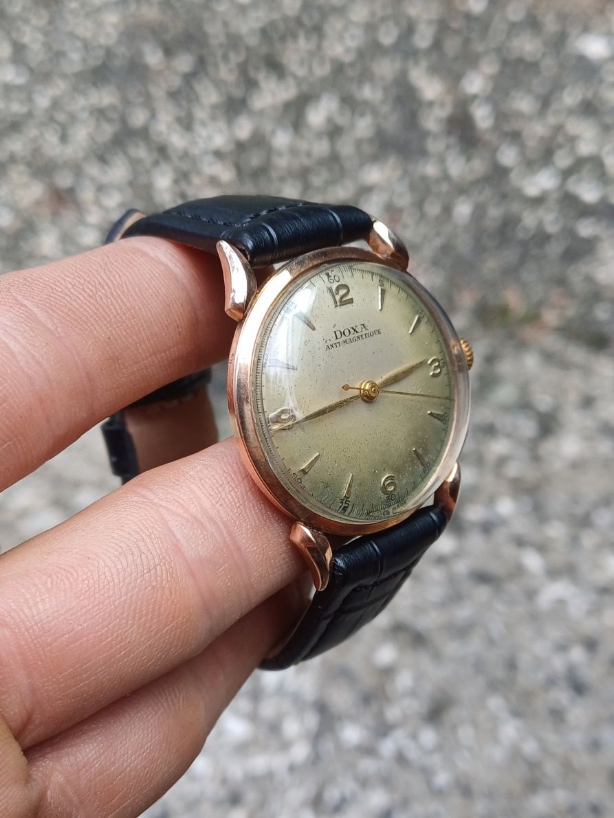 Złoty zegarek 14k Doxa antimagnetique lata 50-te