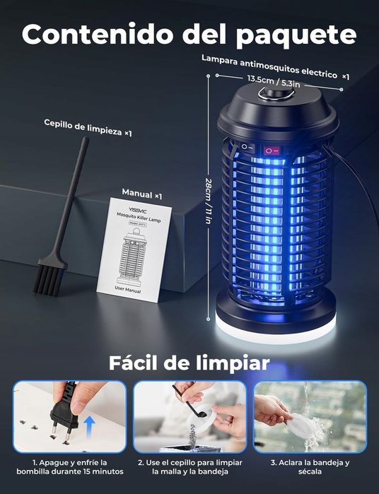 Lampa Owadobójcza Ogrodowa 2w1 Na Komary UV 4200V 15W IPX4