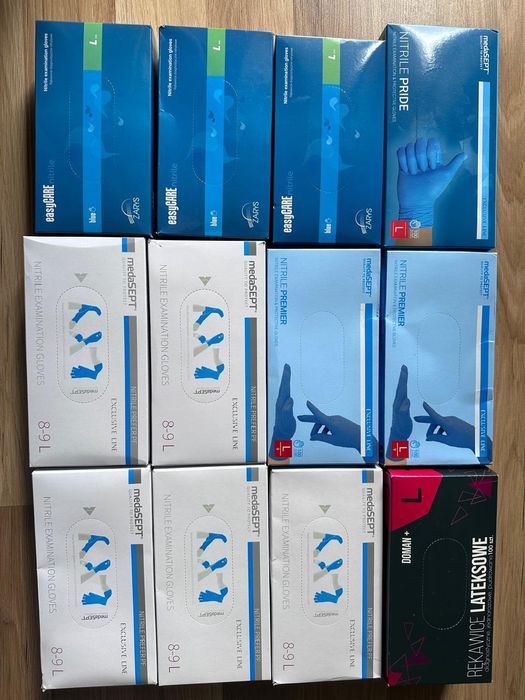 Rękawice nitrylowe rozmiar L za 12 opakowań 120zł