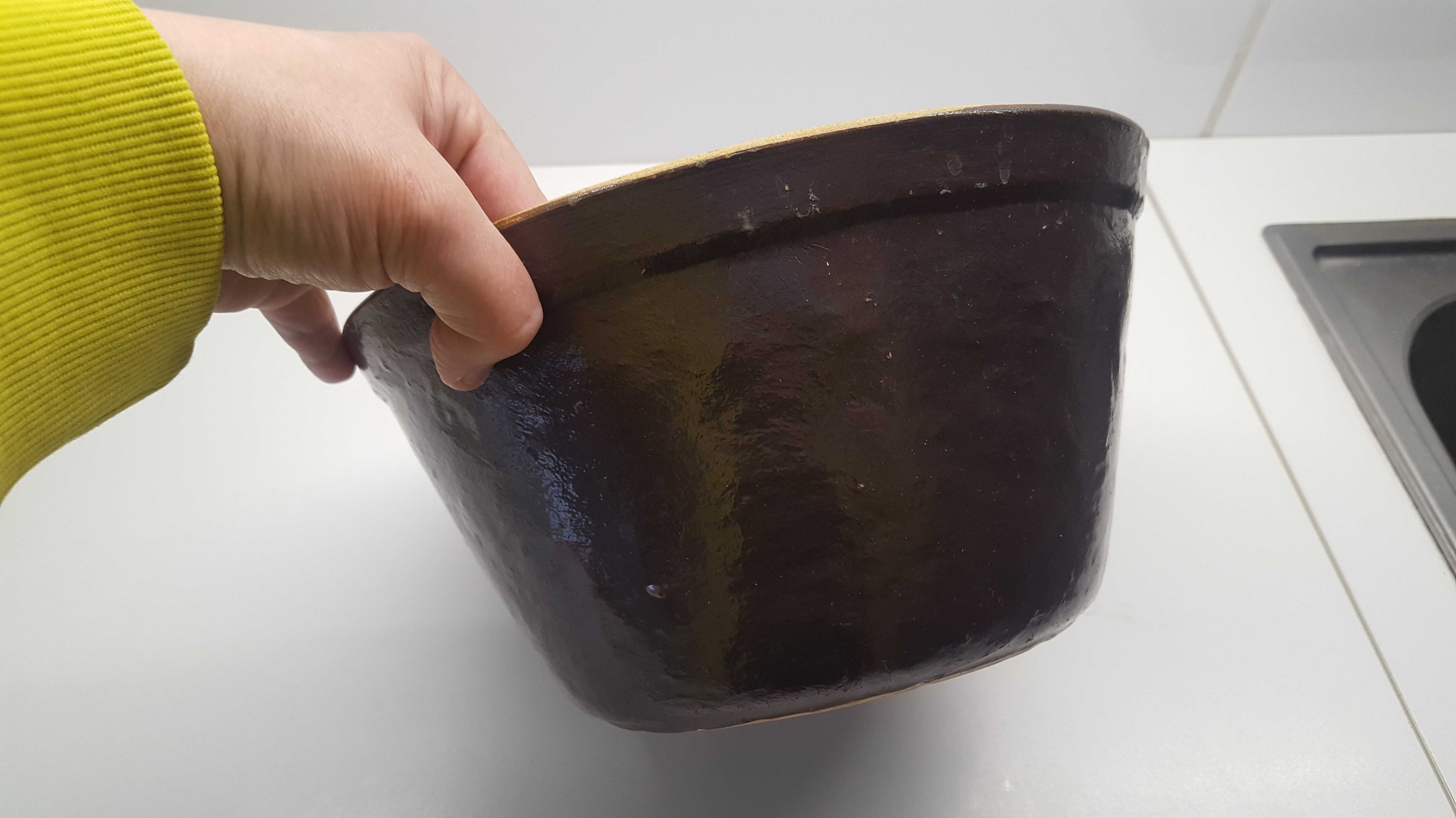 makutra ceramiczna bardzo stara 24cm wewnątrz - ciemny brąz