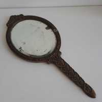 Retro Vintage Antigo Espelho de Mão em Bronze