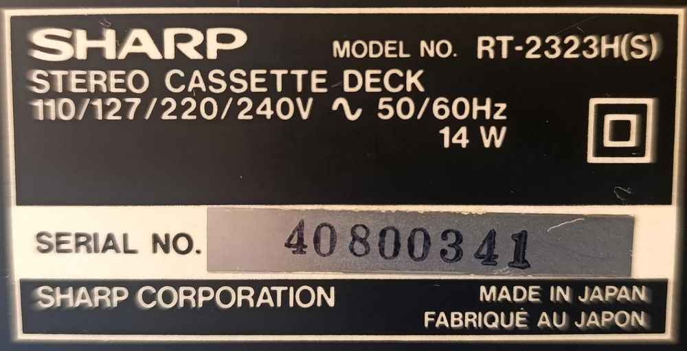 Кассетная дека SHARP RT-2323H(S)