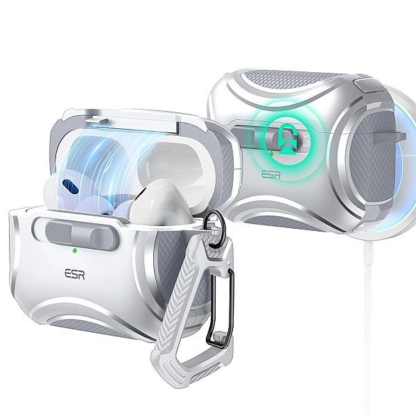 Etui Esr Cyber Flicklock Halolock MagSafe na Airpods Pro 1 / 2 - srebr