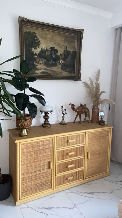 Komoda rattanowa boho bambusowa bambus z rattanu ratan skandynawska