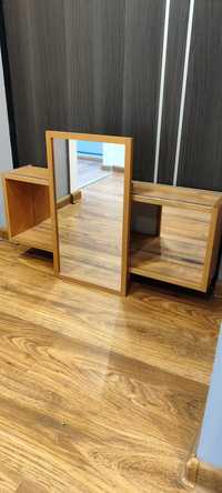 Półka wisząca drewniana 2x lustro