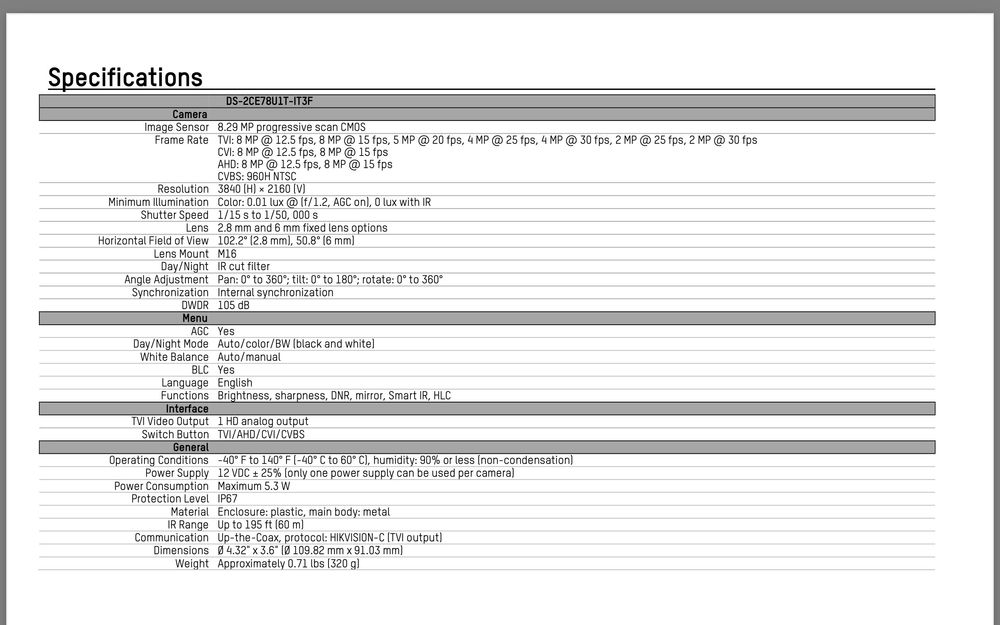 Лишилося 2 камери спостережен HIKVISION Turbo HD 8MP 4K 60M IR DS-2CE
