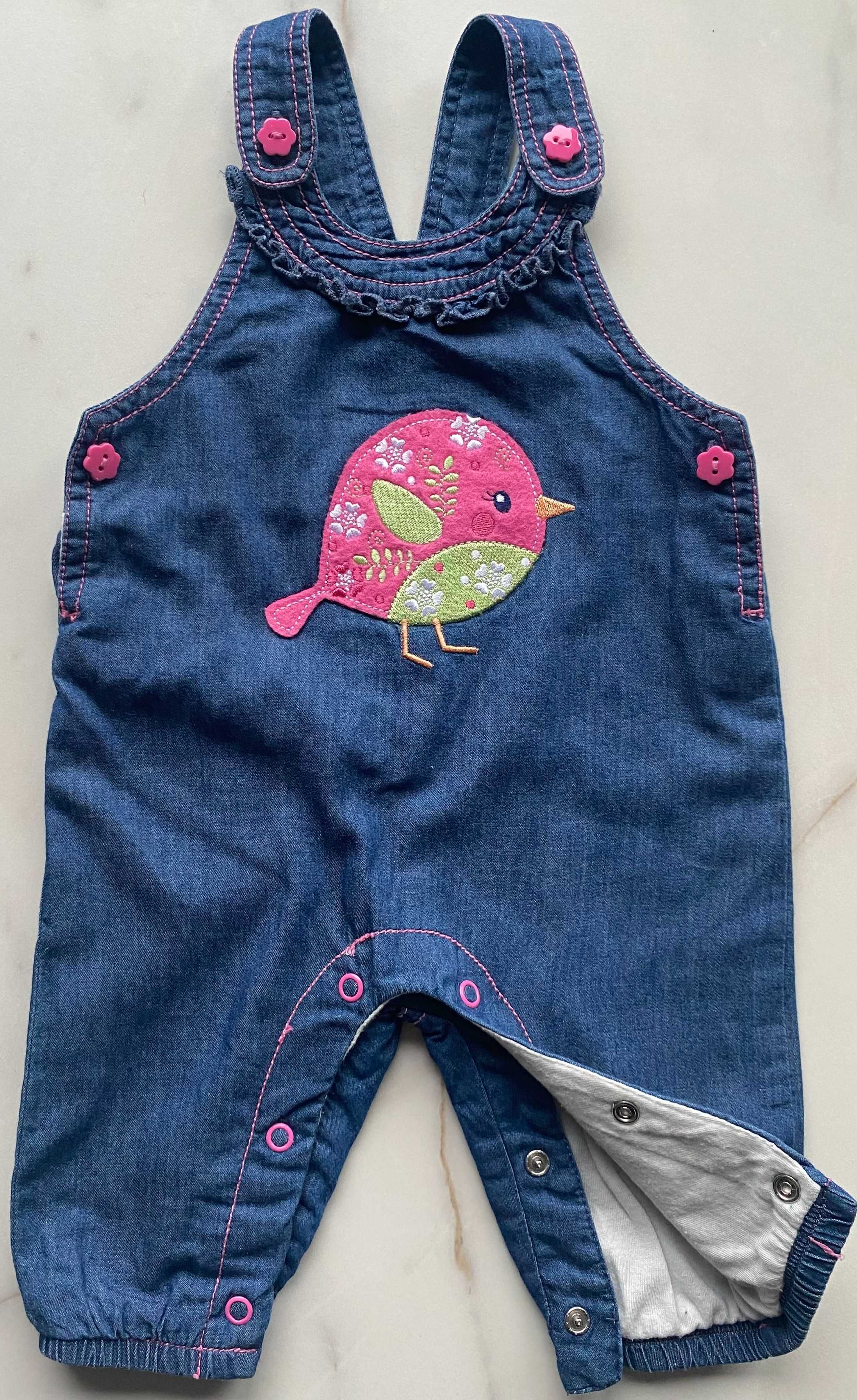 Baby club jeansowe spodnie + leginsy h&m i disney 62-68 cm zestaw