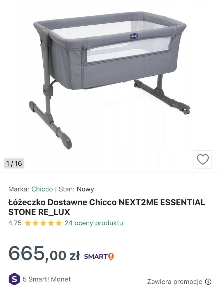 łóżeczko dostawne chicco next2me essential stone re_lux