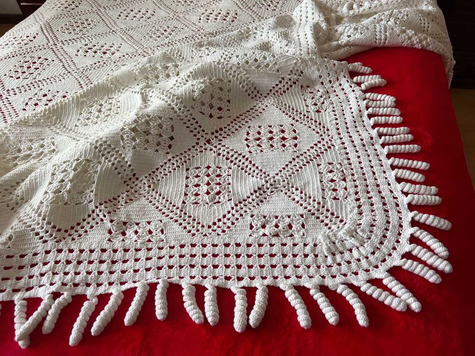 Vendo colchas de croché algodão feitas à mão - estrela mar e losangos