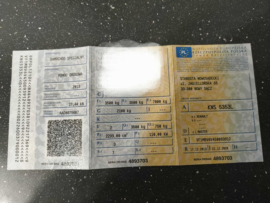 Renault Master Laweta 2013 2.3 dCi 150KM Pomoc Drogowa 3.5T