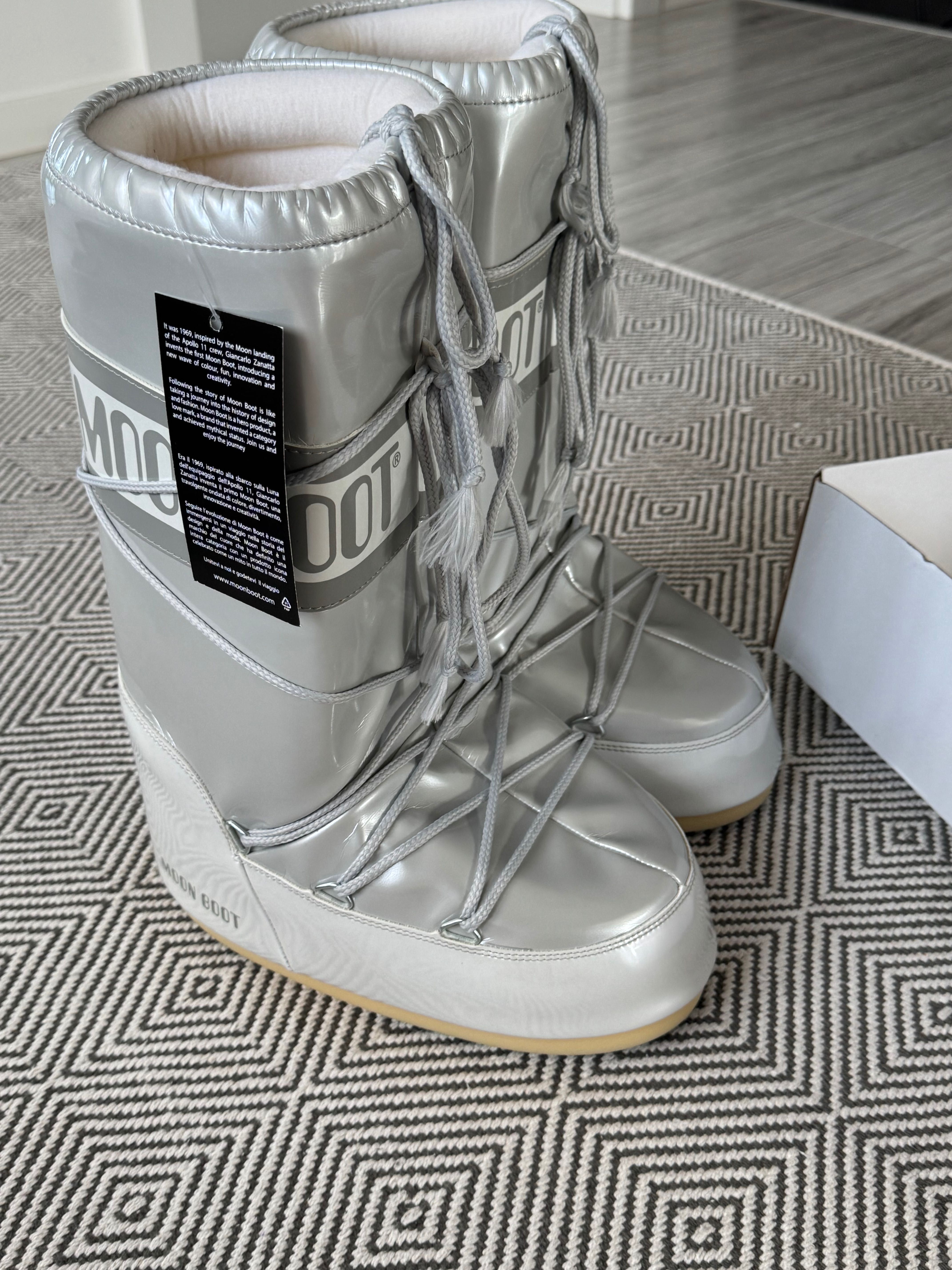 Śniegowce  srebrne 39/41 moon boot icon damskie nowe z metką