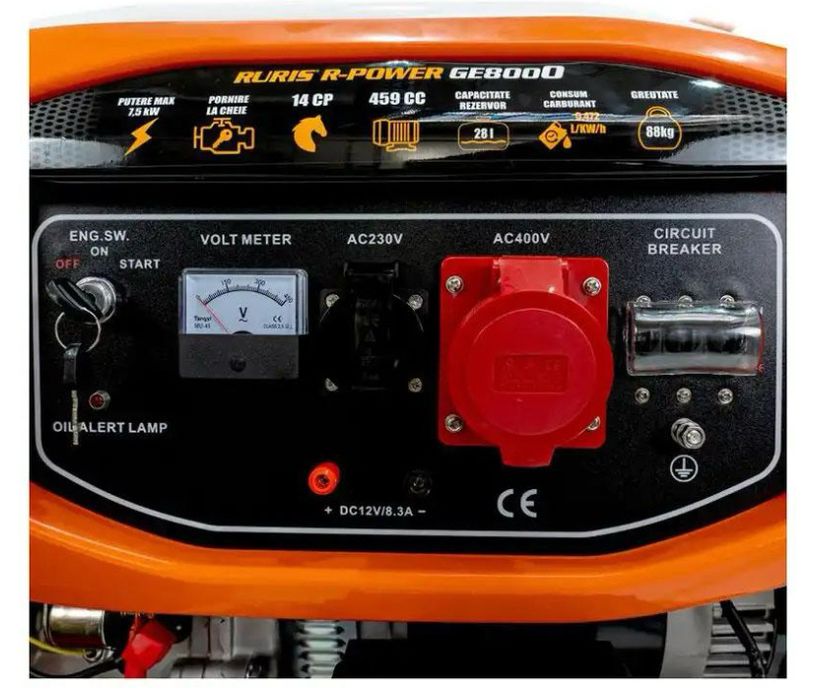 Генератор 7,5 кВт  бензиновий RURIS GE 8000. 1 та 3 фази