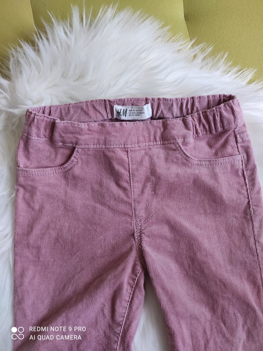Джеггинсы, штаны,H&M,девочка,5-6 лет, мелкий вельвет, розовые,пудровые