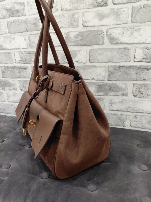 Torebka torba czekoladowa ala Balenciaga duża pojemną zamszowa jesień