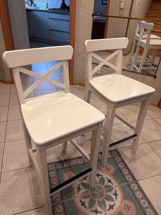 Stołek barowy z oparciem, IKEA - biały