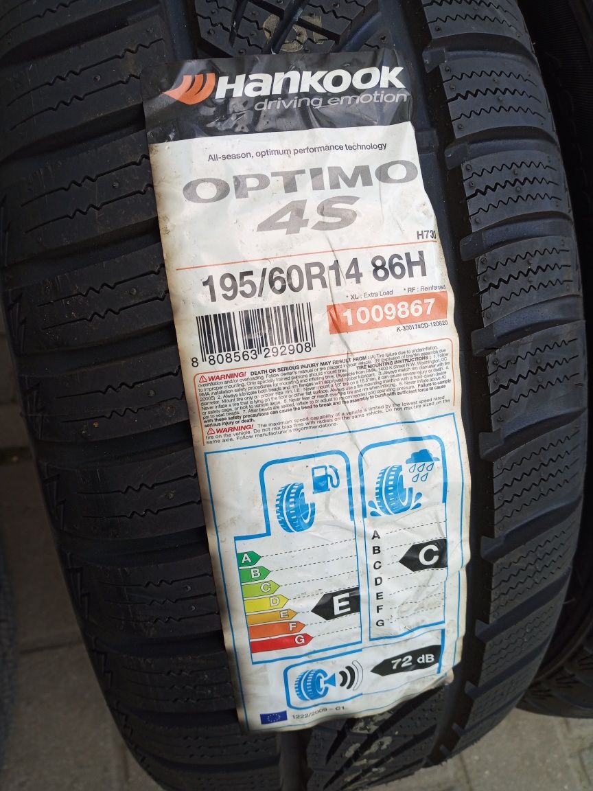 195/60r14 Hankook Optimo 4S opony całoroczne 195/60/14