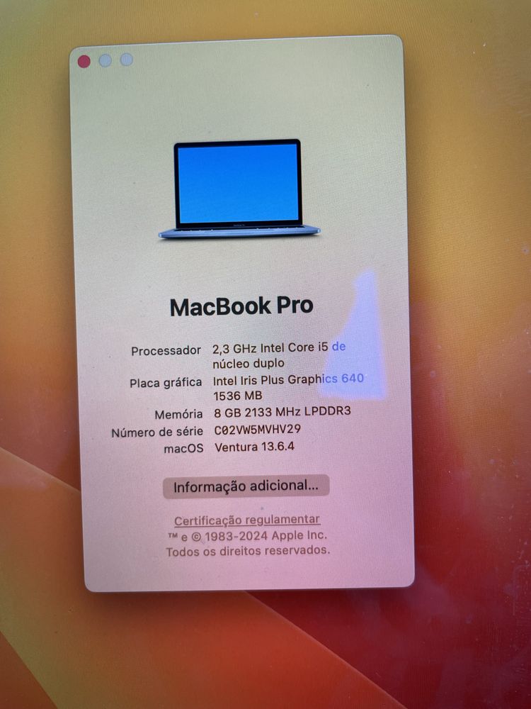 Macbook Pro 2017 Retina 2.3 GHz i5 256GB SSD