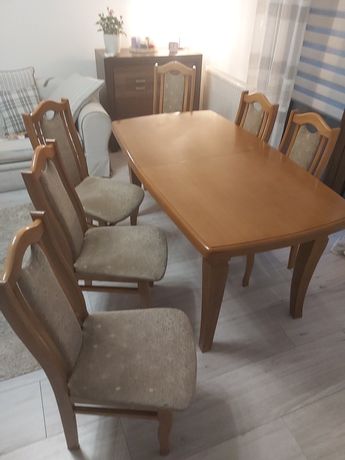 Rozkladany stół 90x160 (220) + 6 krzeseł