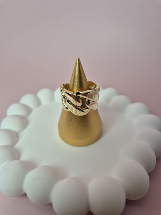 Złoty pierścionek pancerka szeroki obrączka gładki p. 585