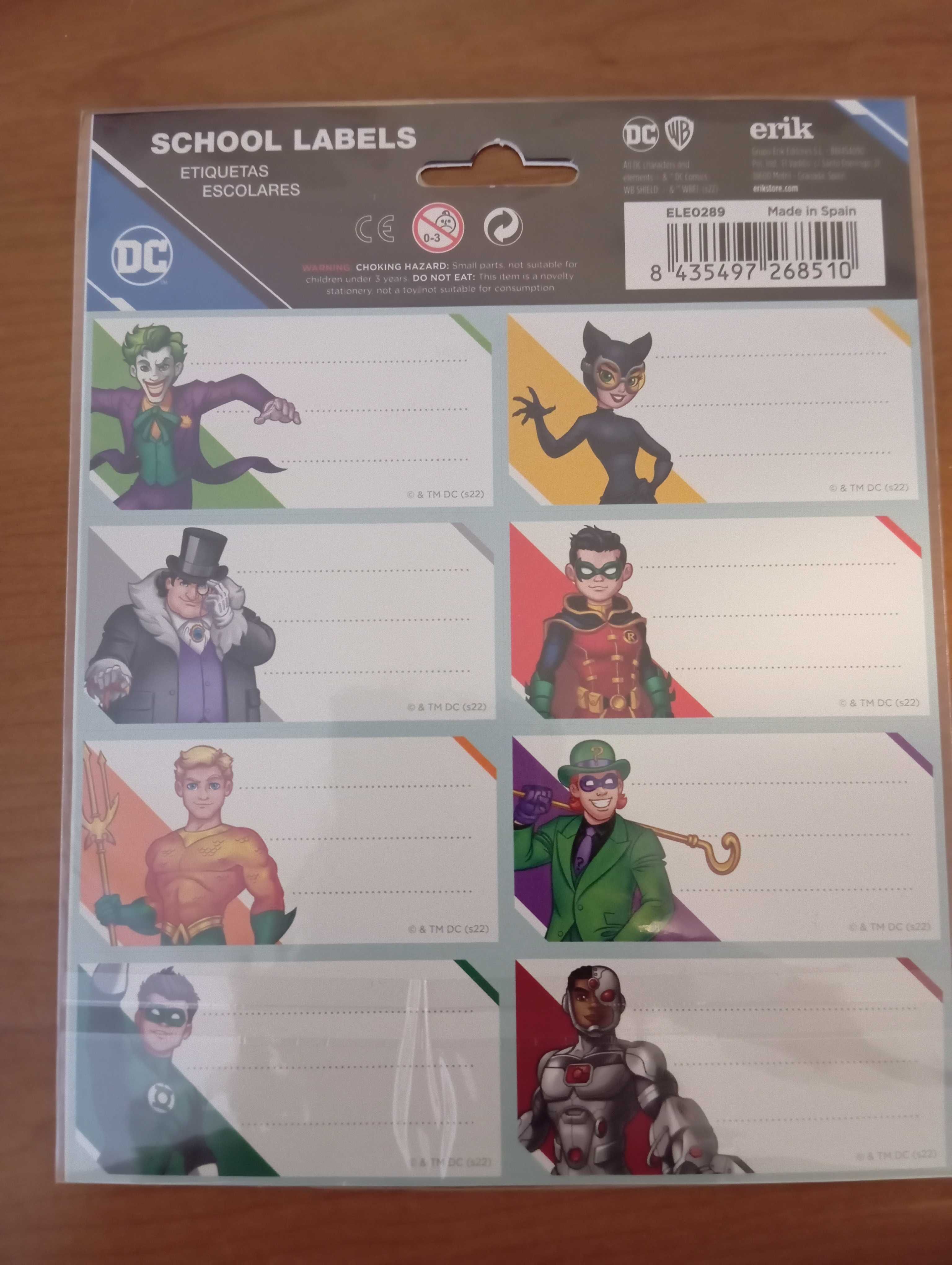 Etiquetas escolares "DC Comics"