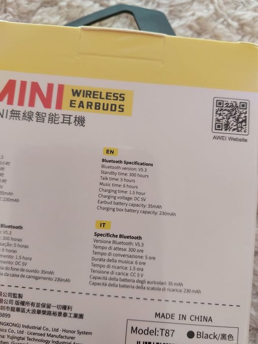 Awei T87 mini słuchawki bezprzewodowe bluetooth