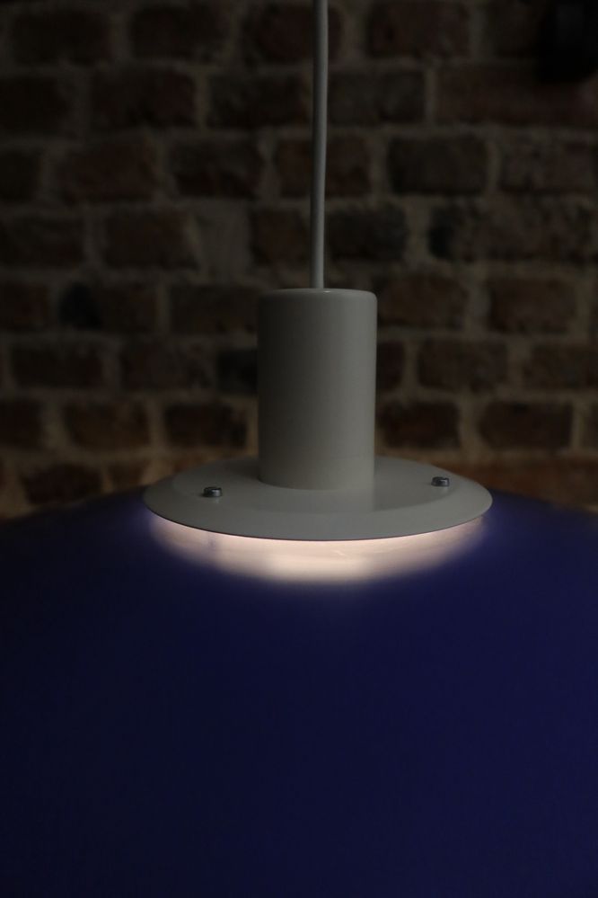 Niebieska Duńska lampa wisząca Design Light Tess space age vintage