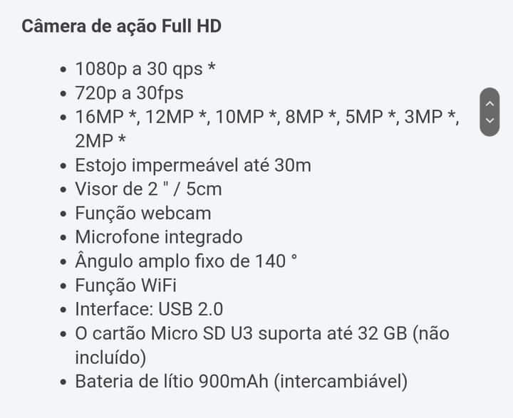 Câmera de Ação Full HD NOVO!