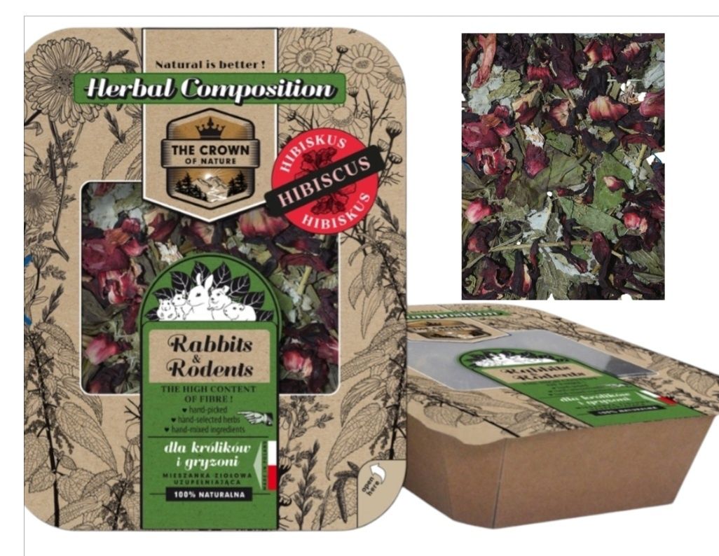 Paśnik ziołowy-Mieszanka ziołowa z hibiskusem Korona Natury- Chomik70g