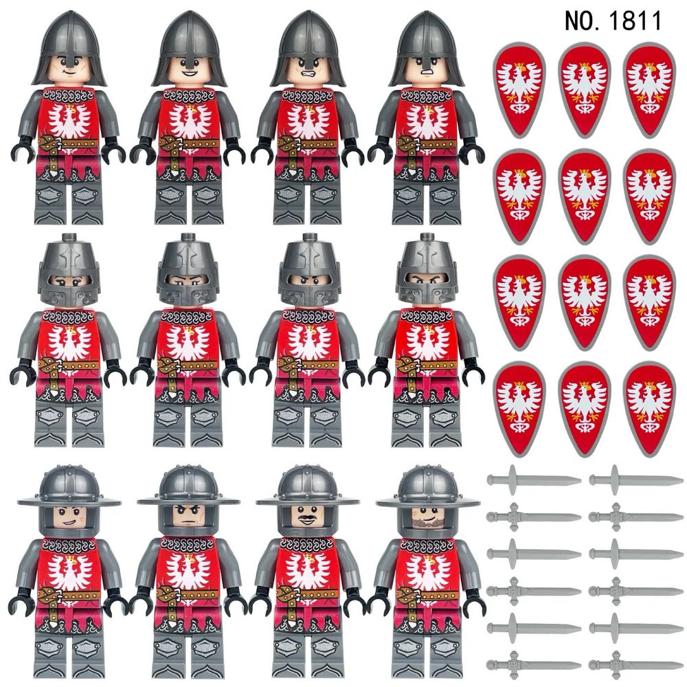 Zestaw figurek rycerzy Polacy Krzyżacy Grunwald 1410 klocki NIE LEGO