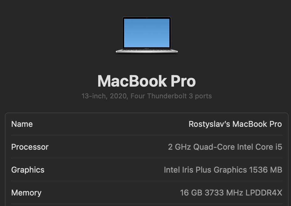 Macbook Pro 13 2020 i5 16gb