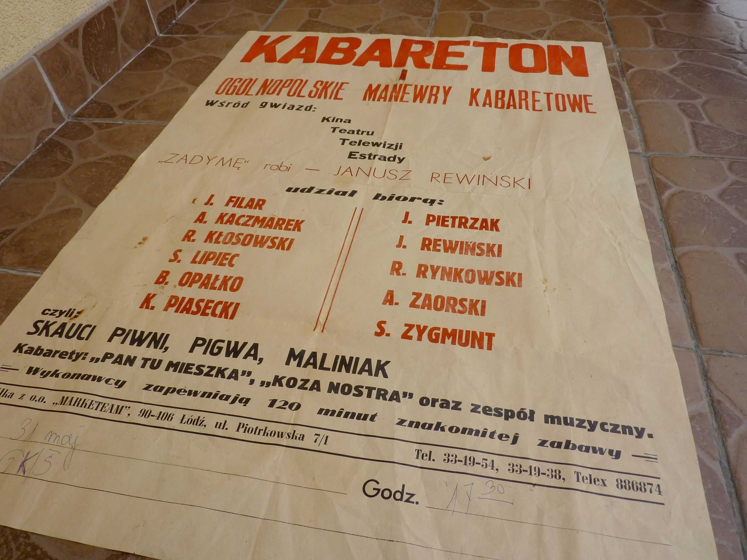 Kabareton i Ogólnopolskie Manewry Kabaretowe - plakat - PRL - 80-te
