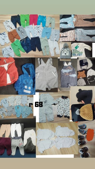 Ciuszki rozmiar 68, 3-6m, ok.40szt w tym NOWE
