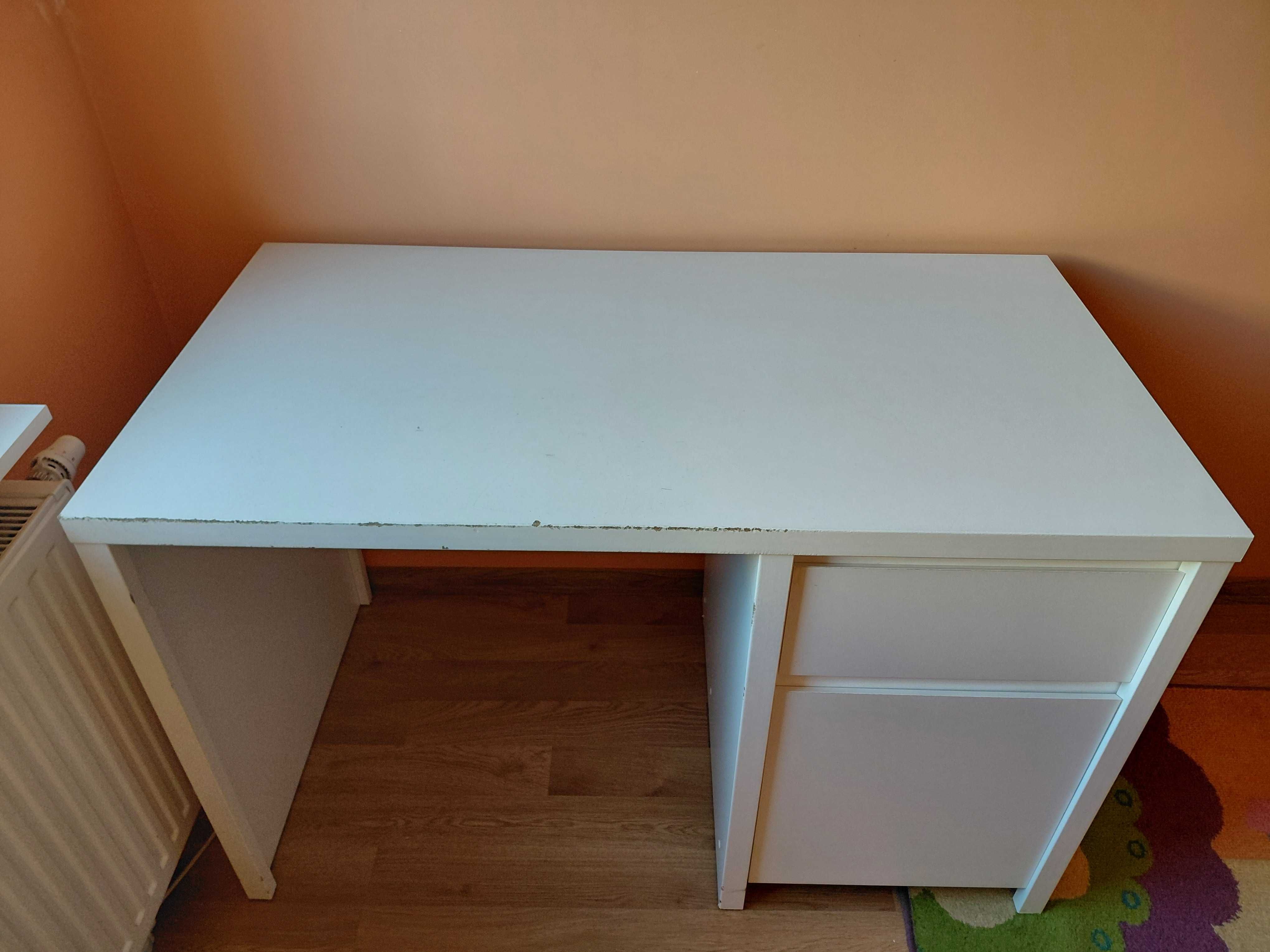 Biurko białe z szufladą i szafką