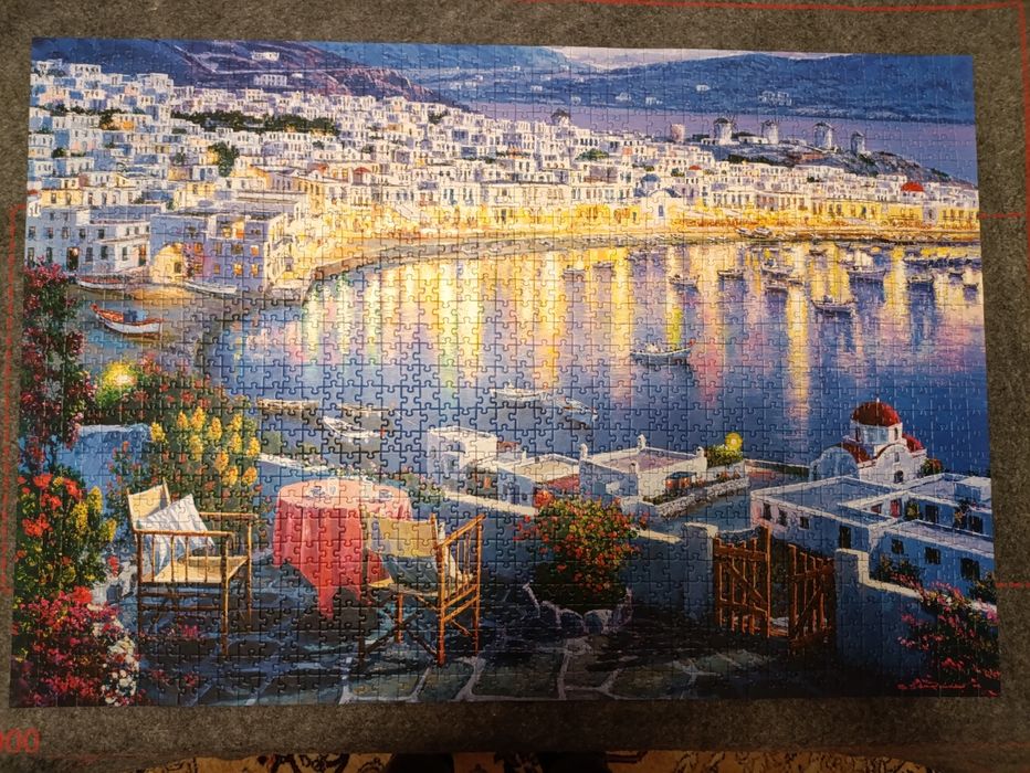 Puzzle 1500 elementów Trefl Mykonos o zachodzie słońca