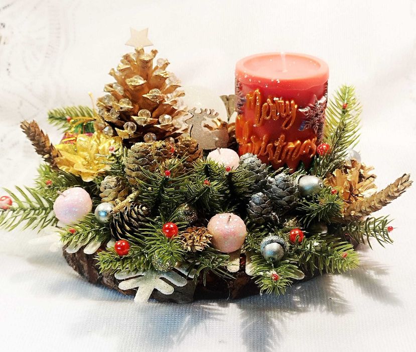 Stroik Boże Narodzenie Świeca sojowa Dekoracja