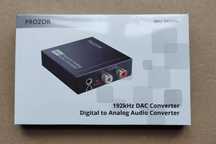 Konwerter DAC SPDIF optyczny na analogowy L/R RCA PROZOR 192KHz
