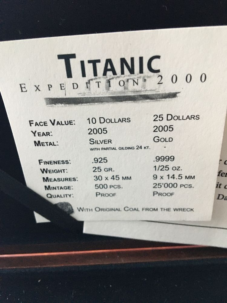 Złoty i srebrny zestaw Titanic 10+25 dolarów 2005 BARDZO RZADKI