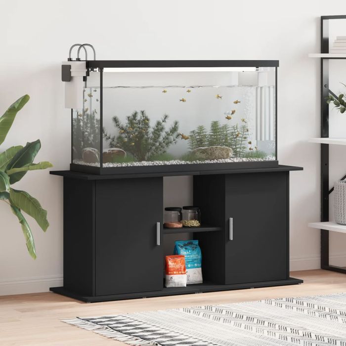Szafka pod akwarium czarna, 121x41x58 cm, elegancka i funkcjonalna