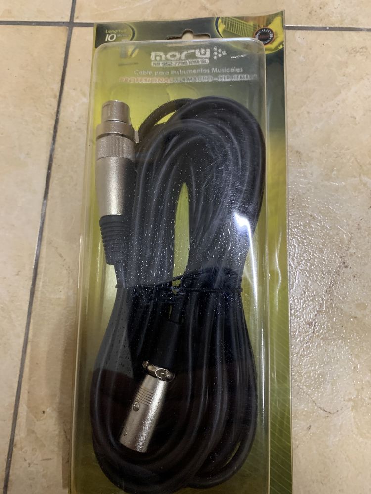 Cabo de áudio de 10 m para microfone XLR 3 pinos macho para fêmea