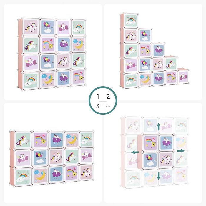 Regał MODUŁOWY Dziecięcy System Szybkiego Montażu RÓŻOWY