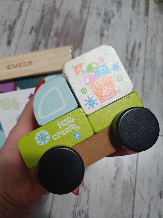 Дерев'яний конструктор Cubika на 50 дет. +в подарунок машинка Кубіка