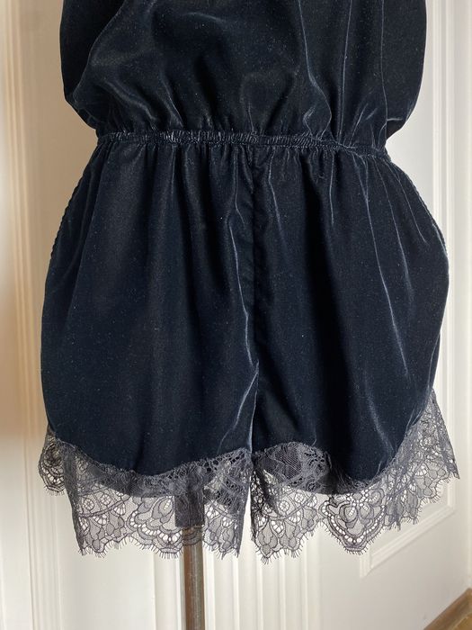 Kombinezon damski krótki czarny 36 S H&M aksamit koronka na okazje