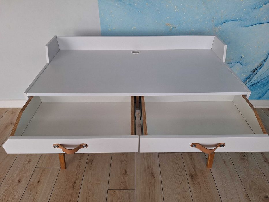 Biurko Bellamy Lotta 120x60 biały mat/dąb