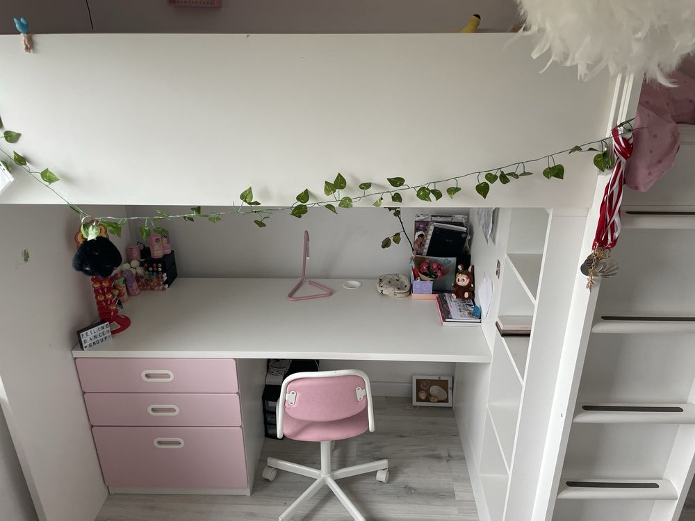 Łóżko piętrowe z szafą, biurkiem w zestawie (ikea)