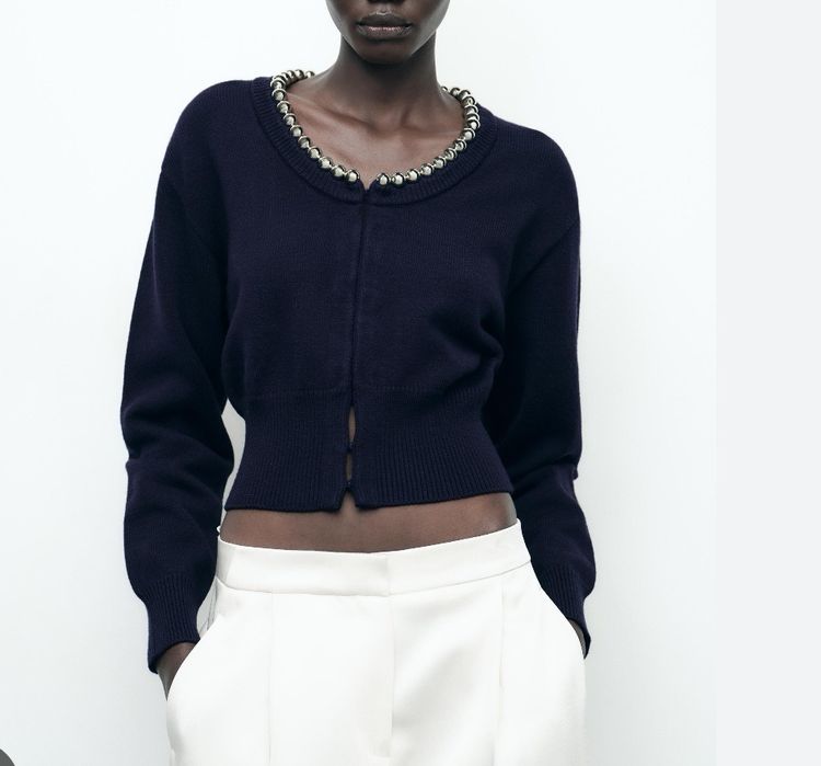 Zara Kardigan Sweter Damski L granat