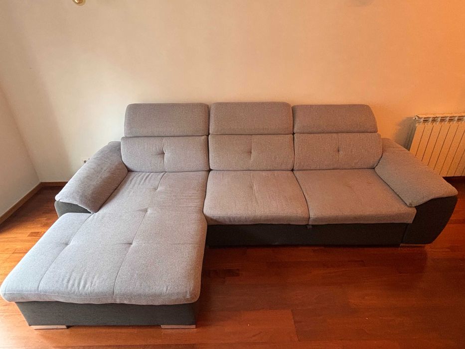 Sofá Conforama Chaise Longue com cama Esquerda Arcadia Cinza 287 cm