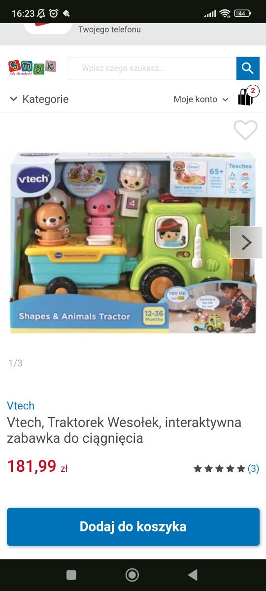 Zabawka vtech wesoły traktorek zwierzęta wieś farma