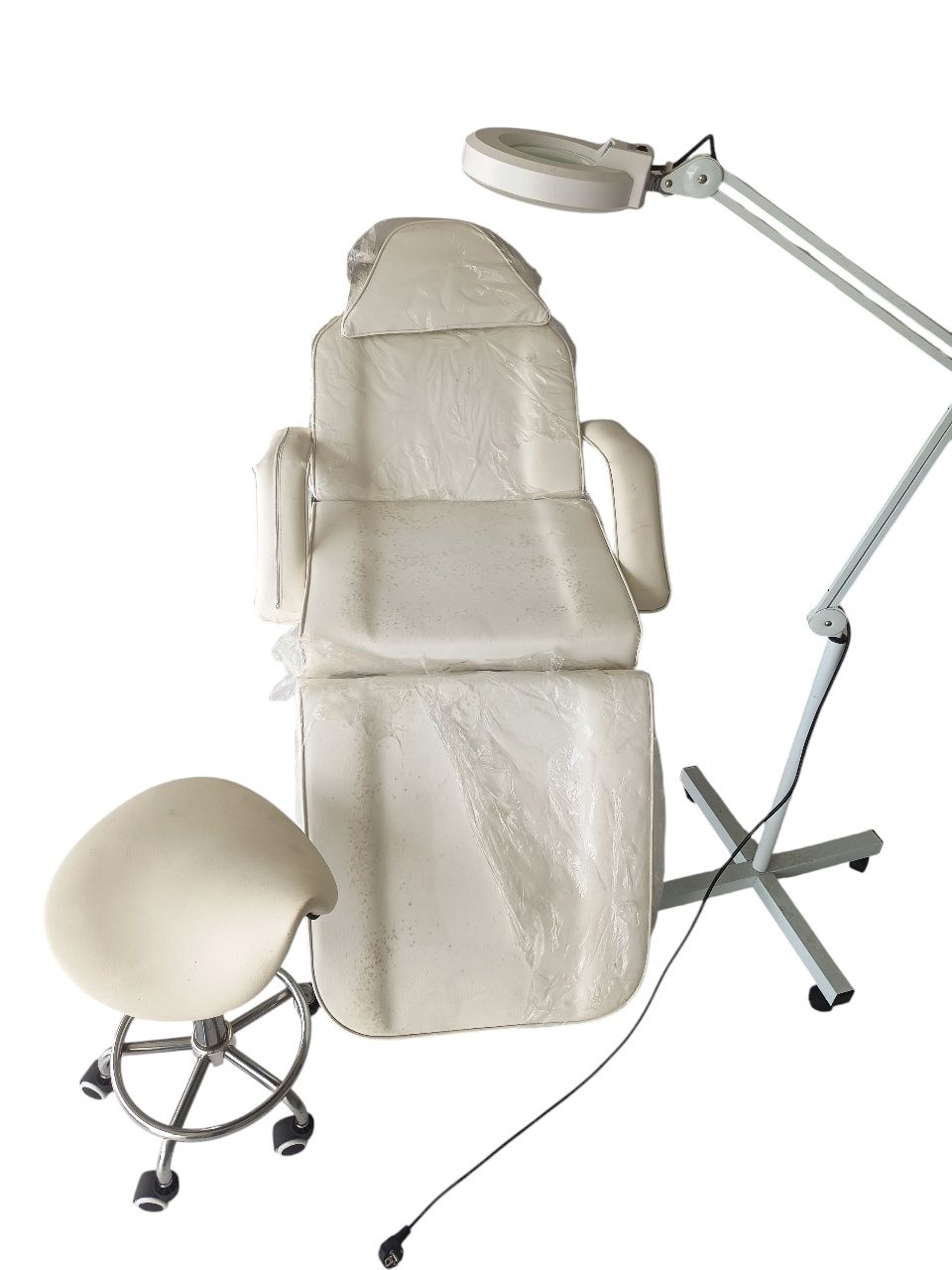 Komplet - zestaw kosmetyczny- fotel, lampa, krzesło