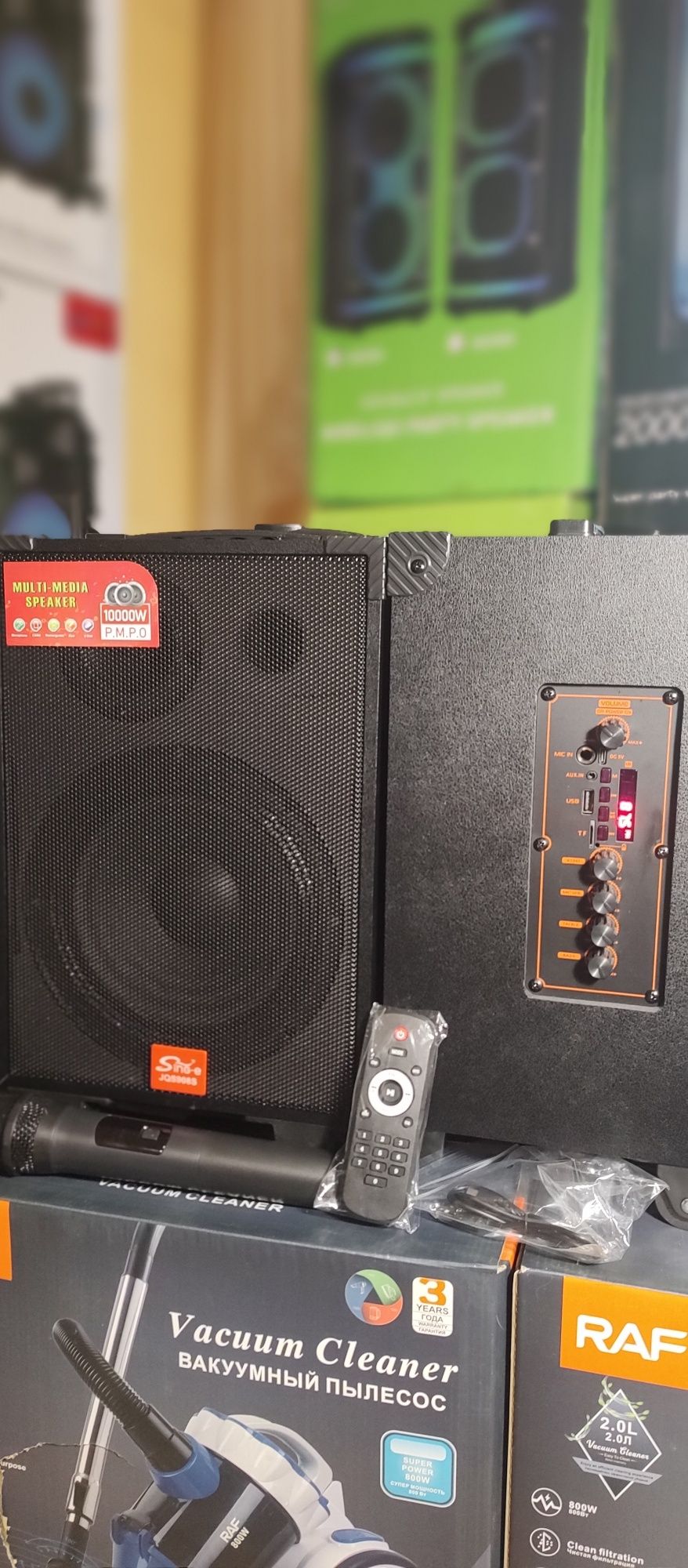 Караоке акустика Atlanfa-908 (SD,USB,AUX,FM, Bluetooth) пульт ДУ, микр