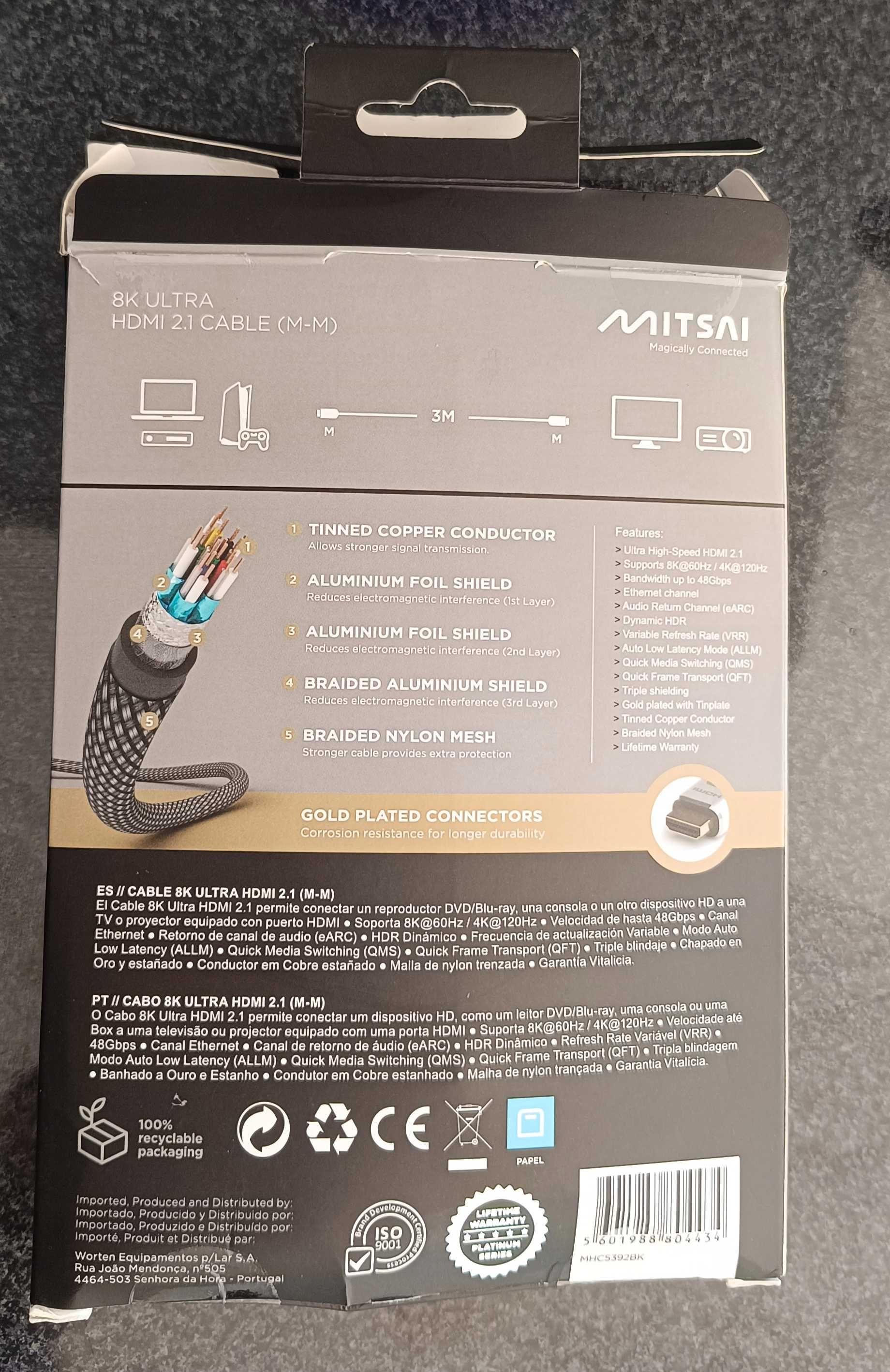 Cabo HDMI Mitsai 8K 3M